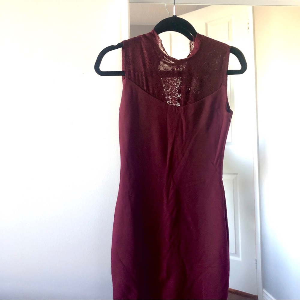 Zara Burgundy Dress with Lace Detailing